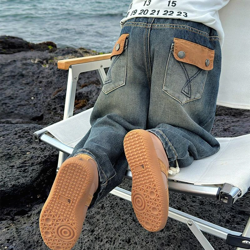 男童帅气牛仔裤春秋装新款中大儿童春秋款复古宽松直筒休闲长裤潮