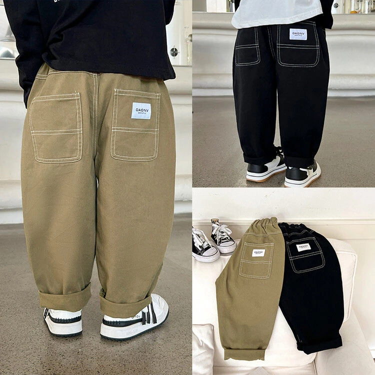 童装男童裤子春秋休闲长裤儿童棉布裤韩版百搭萝卜裤韩版宽松洋气