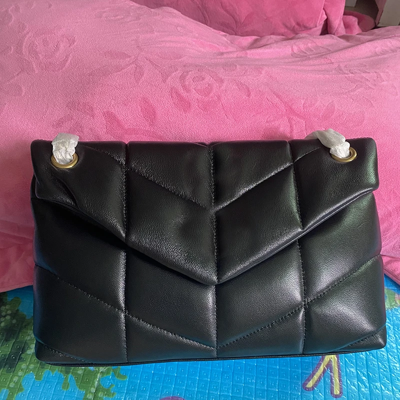 云朵包菱格款包包时尚百搭经典包羊皮