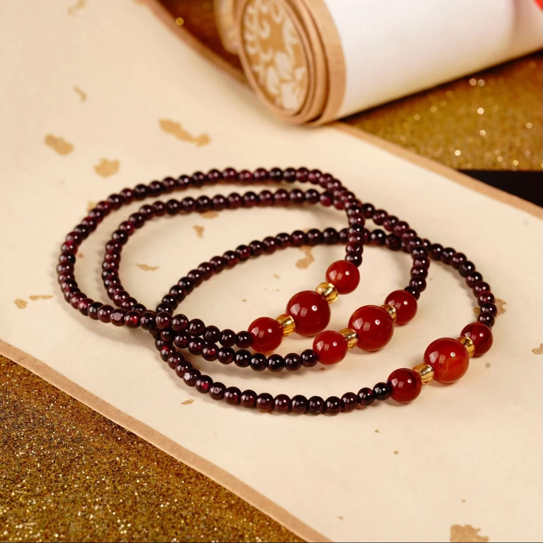 单圈卡3精美石榴石