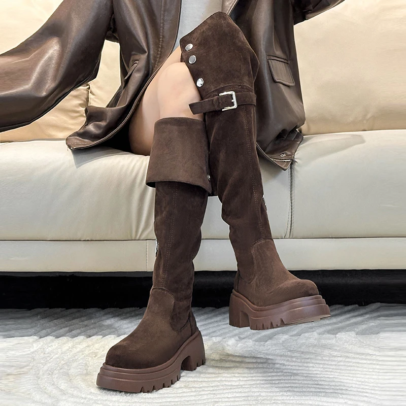 【两种筒围】弹力过膝靴长筒靴2025新款小个子粗腿显瘦厚底高筒靴子