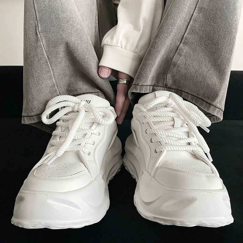 8316潮流时尚休闲厚底增高皮面白色小众韩版夏季透气休闲鞋ins