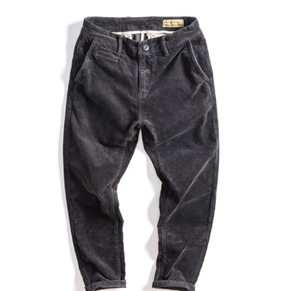 899 灯芯绒厚实秋冬款男士休闲直筒裤美式复古保暖条绒长裤子男款