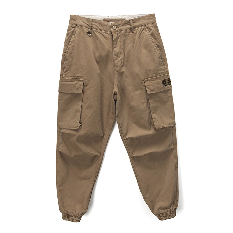 304 秋季新款潮牌休闲宽松裤子小脚裤男士纯色纯棉水洗复古裤子男