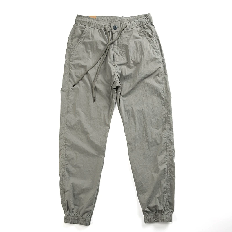 2081 男士冰丝裤夏季轻薄速干束脚裤新款潮流修身百搭弹力长裤子