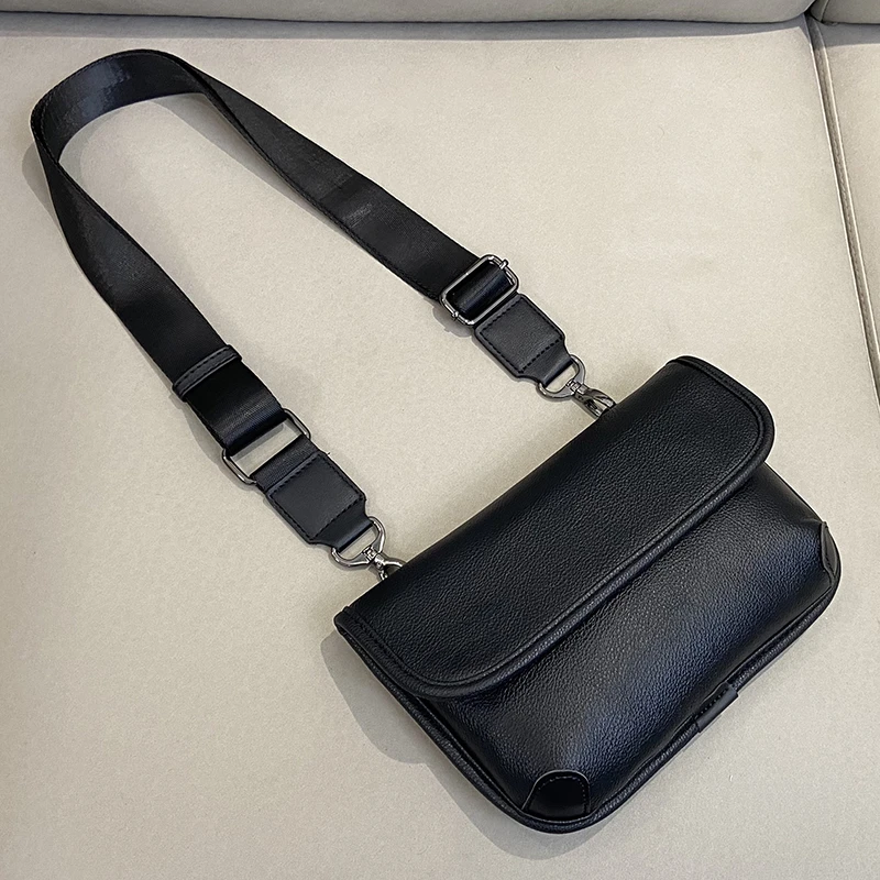 日系男士斜挎包简约时尚软皮单肩包潮流男女学生休闲小挎包手机包