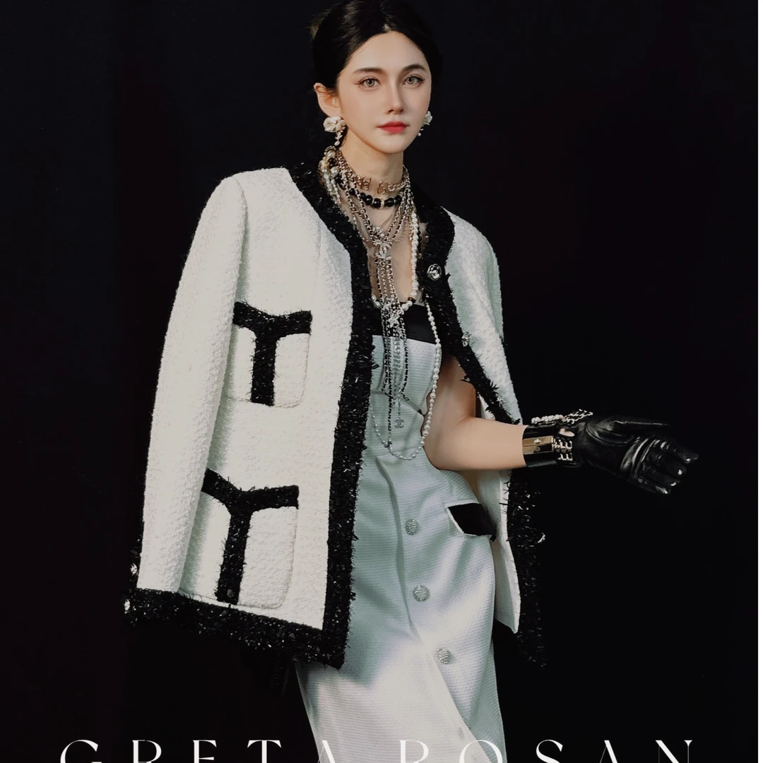 ROSAN【致敬COCO】高级工坊法式斜纹软呢优雅外套轻奢长裤贵抹胸裙