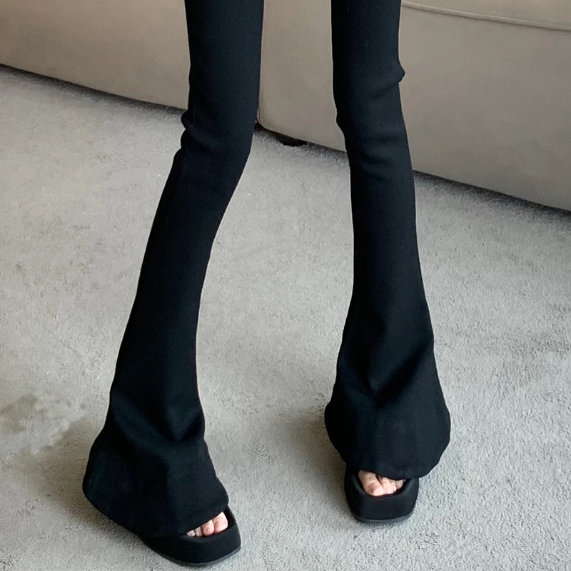 高个子加长微喇马蹄裤女春秋设计感高腰裤弹力紧身休闲西装拖地裤