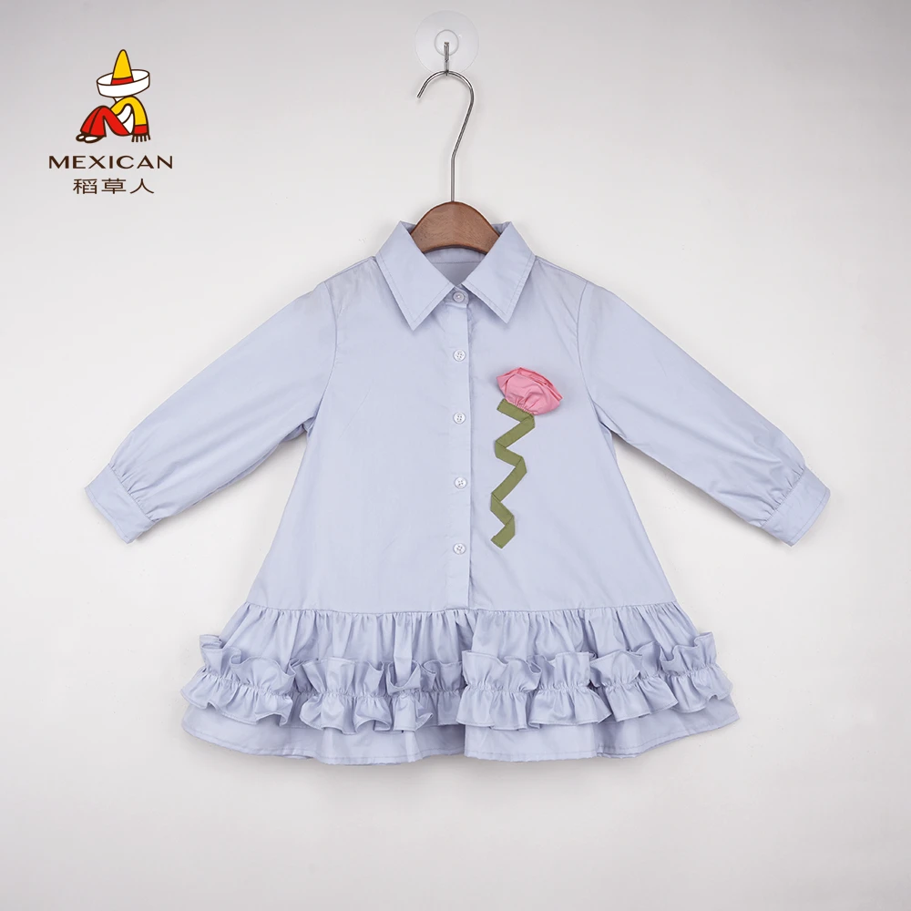 N稻草人秋款【立领裙】2024秋款新款纯棉连衣裙时尚女童玫瑰花秋季