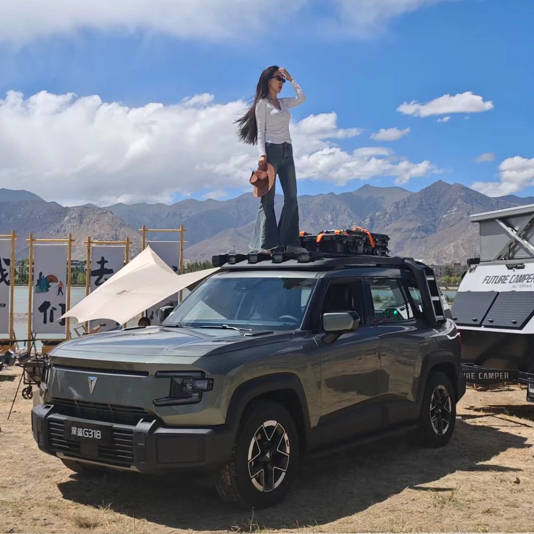 适用于深蓝G318改装车顶侧爬梯铝合金后窗折叠梯子外饰改装配件