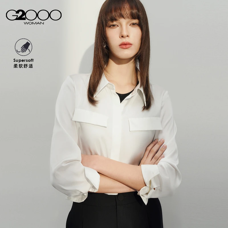 【缎面色丁布】G2000女装商场同款丝滑手感长袖休闲衬衫