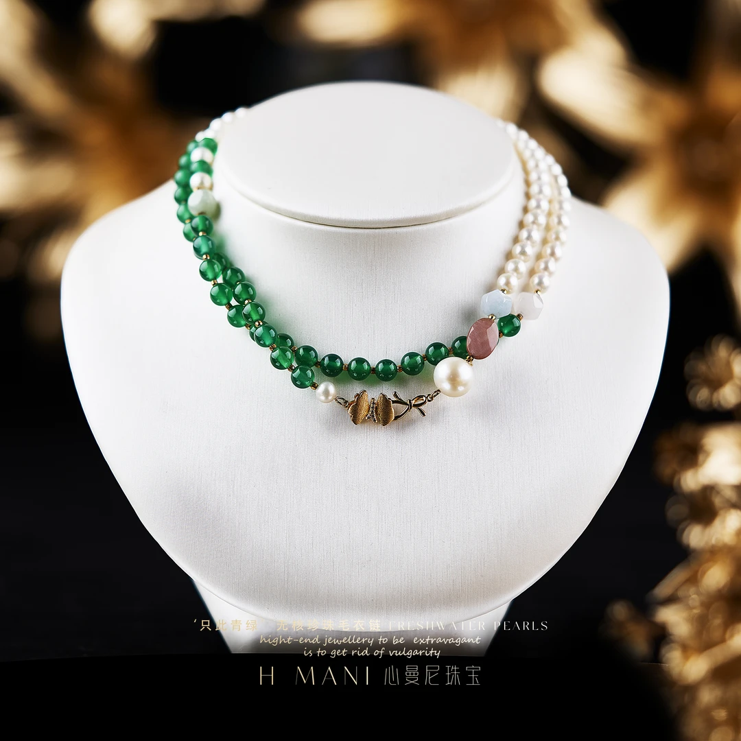 心曼尼【馨姐宠粉】H.MBN24032601 淡水无核白珠 中国风款毛衣链