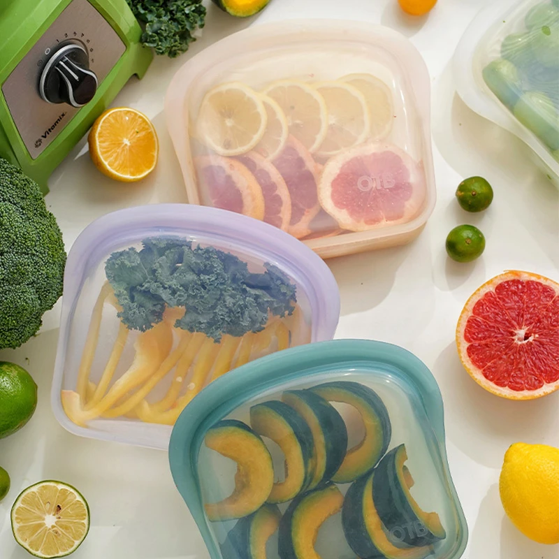 OTB铂金硅胶保鲜袋组合装欧标食品级密封袋硅胶收纳袋