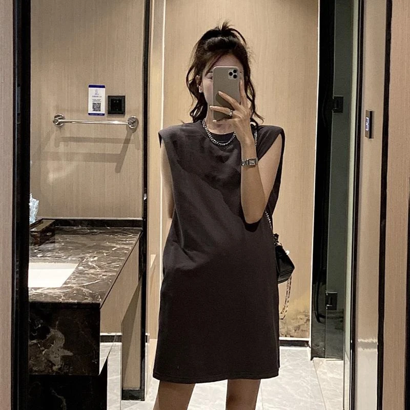 金色的茧纯棉宽松孕妇连衣裙夏季新款时尚款修身时髦无袖针织裙子