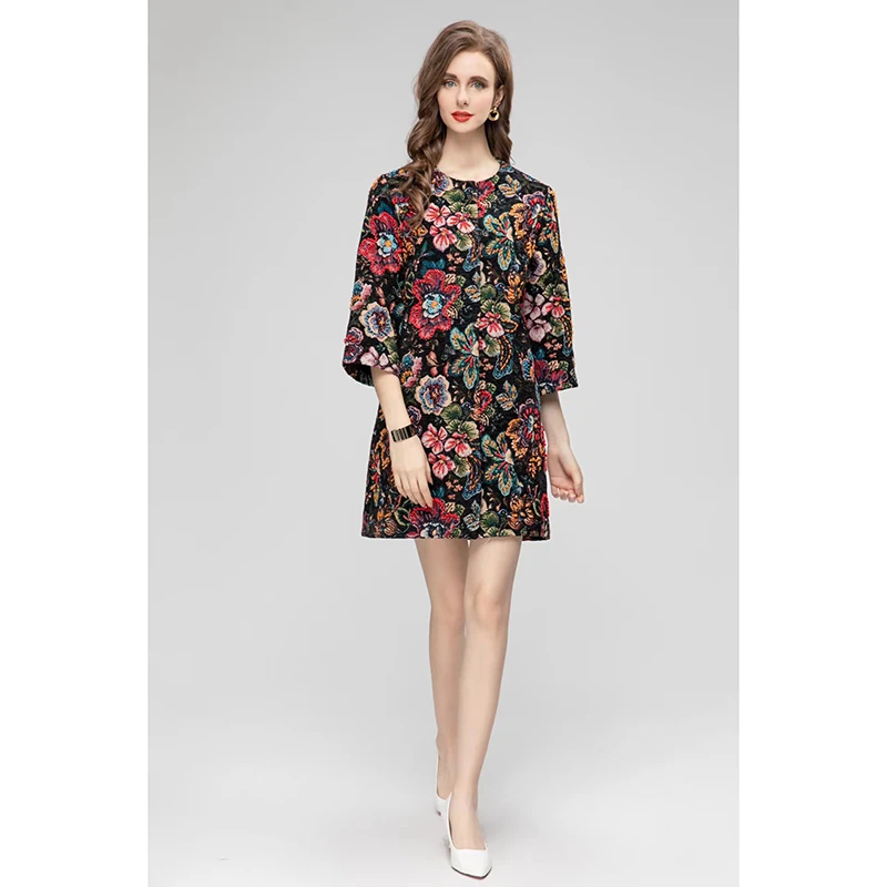 541款 米兰走秀设计款 花开富贵 满堂红 灯芯绒长袖外套