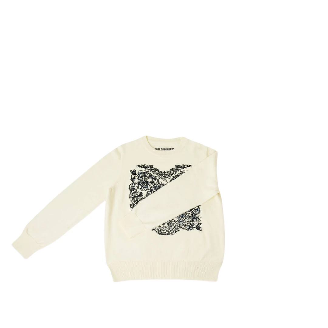 【贝贝专属】（蝴蝶花丛）2025秋冬设计夸简约时尚针织重工长袖T恤