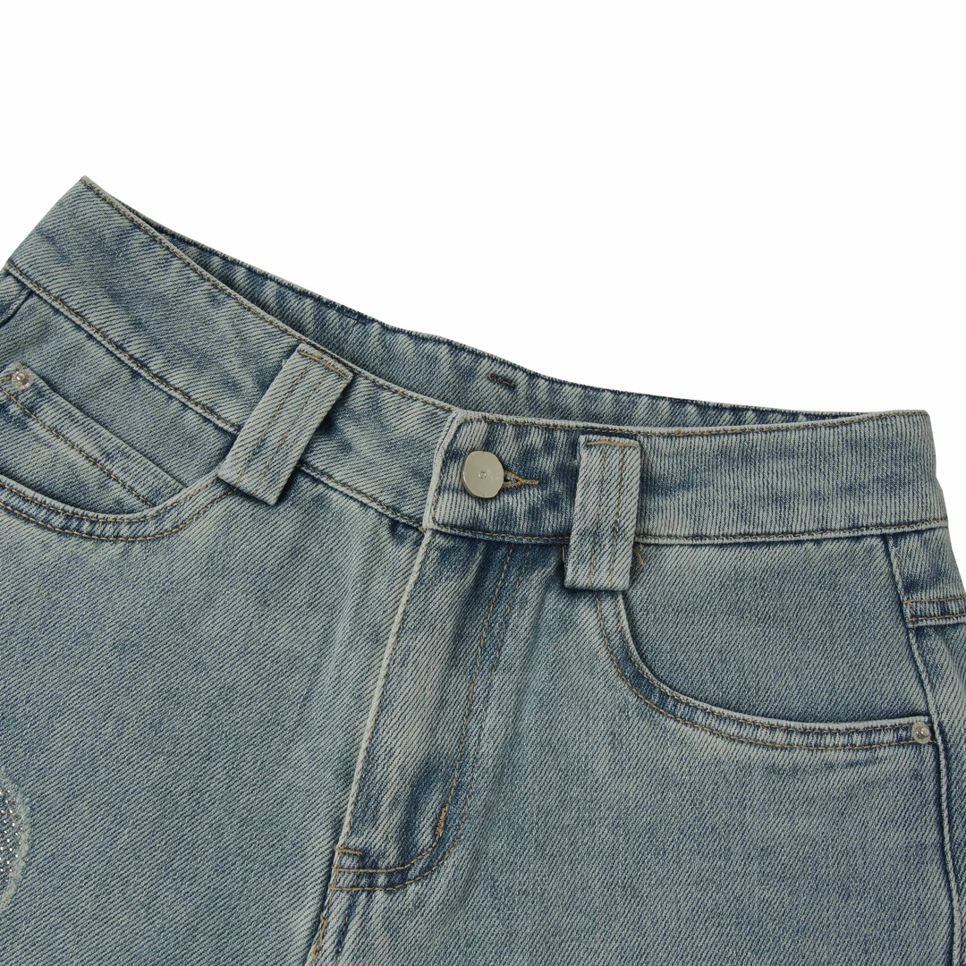 【贝贝专属】（白森林）2024早春新款女款百搭宽松加绒休闲百搭牛仔裤