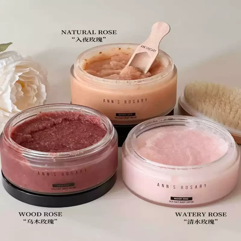 安的玫瑰庄园磨砂膏沐浴露海盐嫩白全身体去角质丝滑深层香氛