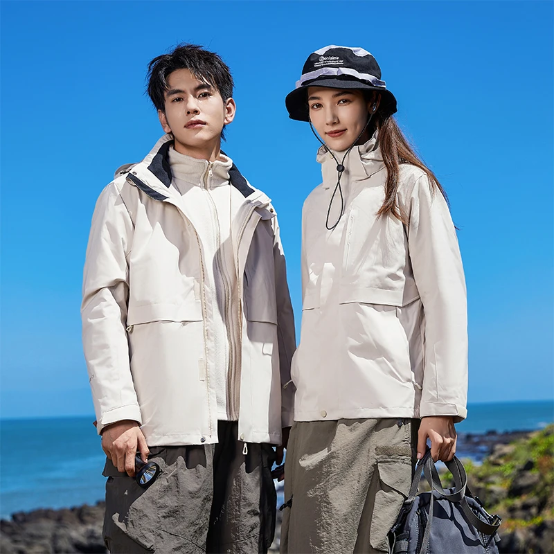 冲锋衣定制印logo三合一工作服秋冬团体工装工服男加肥加大外套女