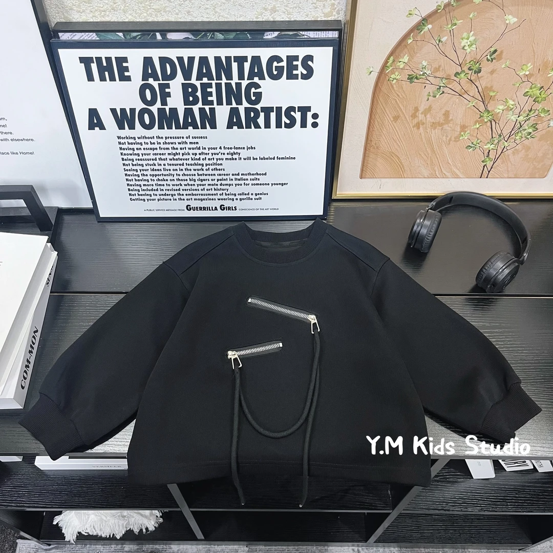 Y.M KIDS【双拉链设计】男童秋装卫衣新款儿童春秋款长袖上衣潮