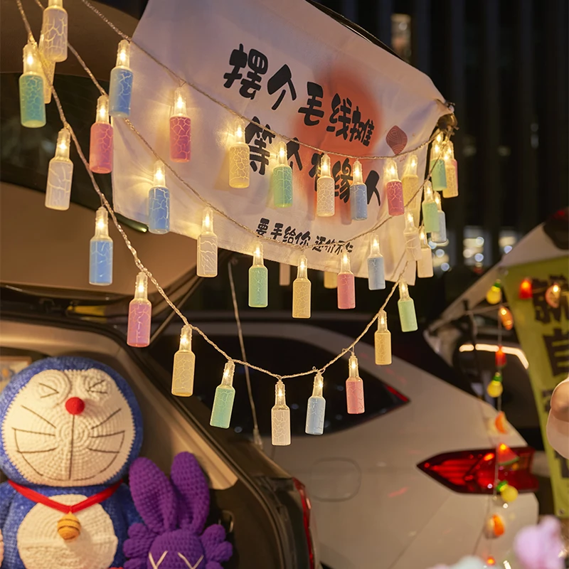 户外夜市摆摊氛围灯串网红后备箱摆地摊装饰小彩灯闪灯串灯满天星