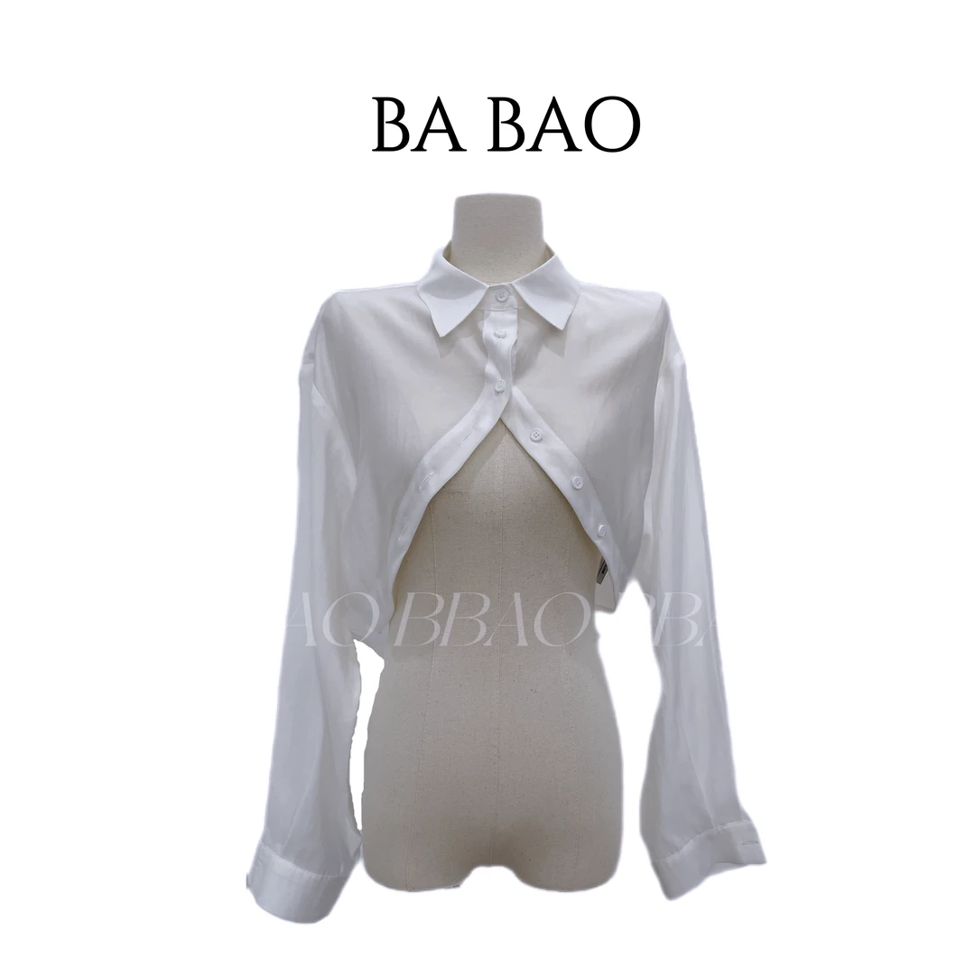 BBAO【极简主义】 能搭配所有无袖的天丝短款外披衬衣
