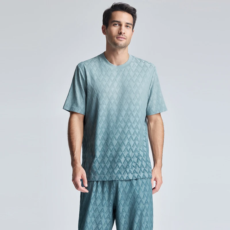 爱慕先生24SS高莫提花家居NS41L102家居男士圆领套头短袖