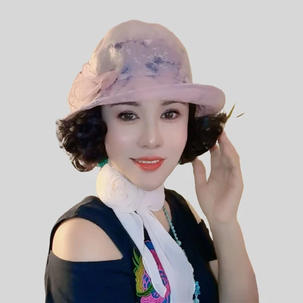 假发一体渔夫帽女春夏新款显脸小超薄透气遮阳防晒洋气时尚贵妇帽