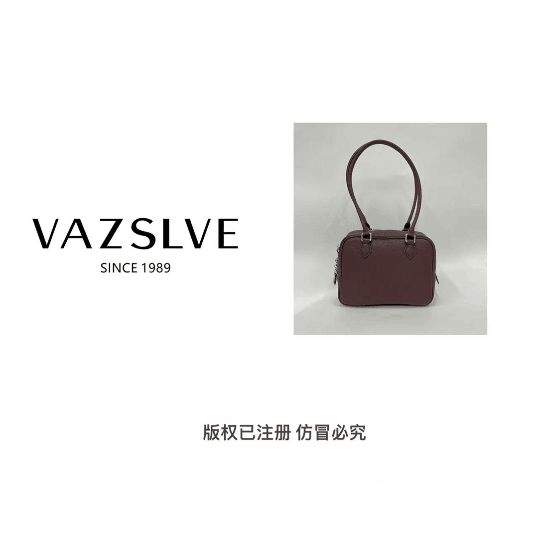 VAZSLVE/春夏新款复古真皮轻奢手提包#G220-哈瓦那色