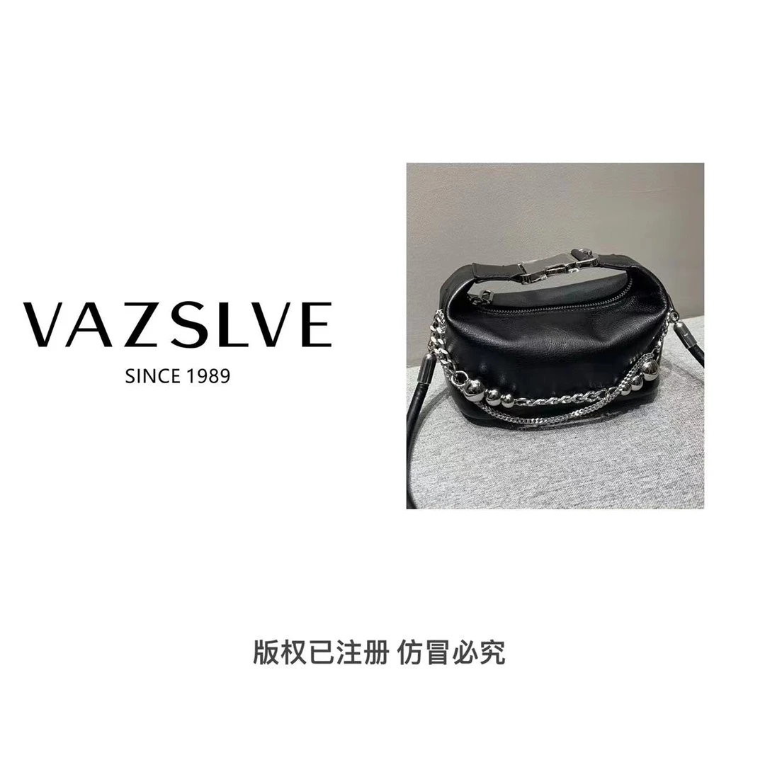 VAZSLVE/春夏新款复古真皮轻奢手提包#ZT6015-黑色