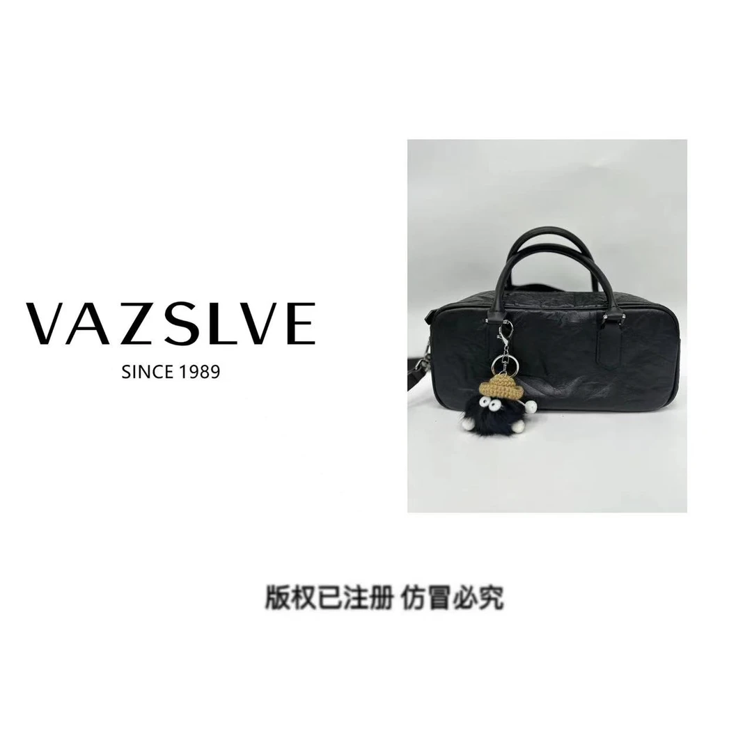 VAZSLVE/春夏新款复古真皮轻奢手提包#ZT5980-黑色