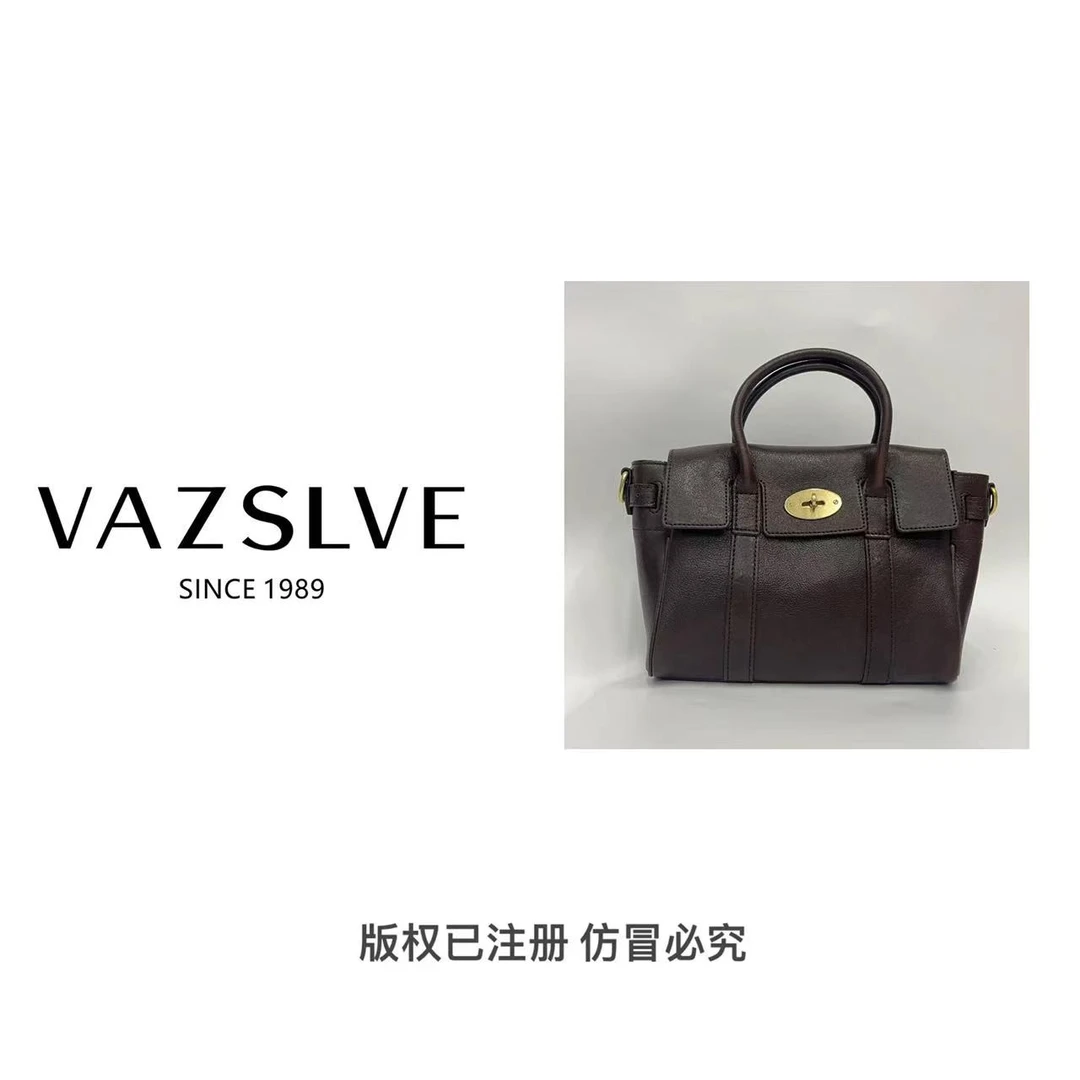 VAZSLVE/春夏新款复古真皮轻奢手提包#KM-9009-咖啡色