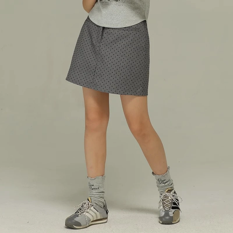 小女森女童夏季薄款复古灰色波点半身裙儿童显瘦百搭修身包臀裙裤