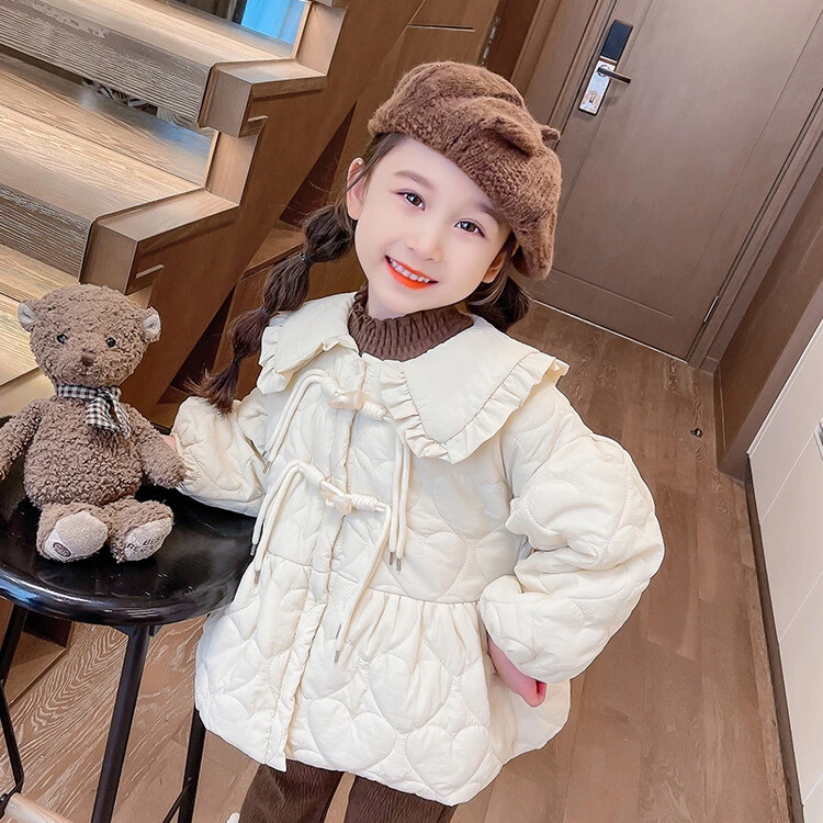 儿童女童洋气加厚娃娃领韩版秋冬棉衣外套女宝宝冬季洋气外穿棉服