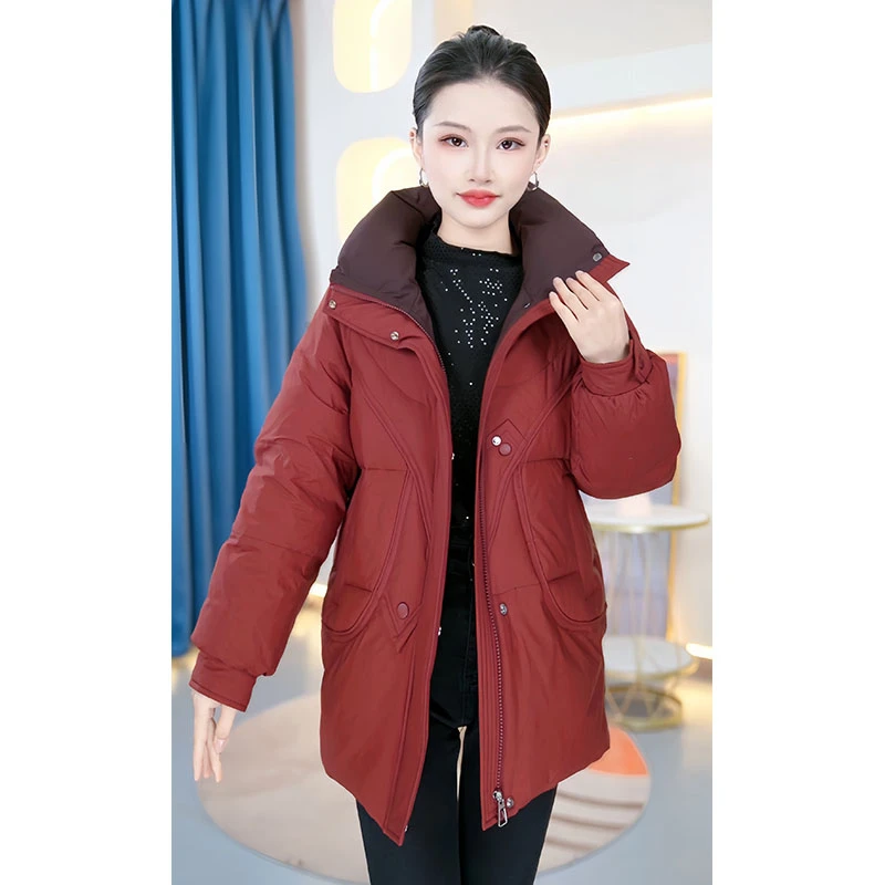 【JJ-D09】2024年新款白鸭绒加厚休闲保暖时尚气质长款款羽绒服女