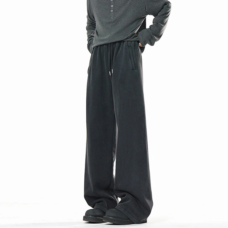 NNEFC美式垂感重磅休闲加绒卫裤男潮牌新款宽松百搭运动高街裤子