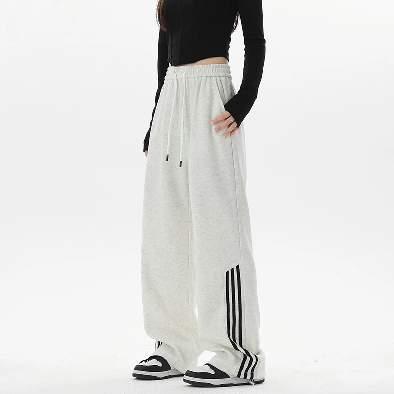 NNEFC美式运动男女运动裤春季oversize欧美高街阔腿拖地卫裤垂感