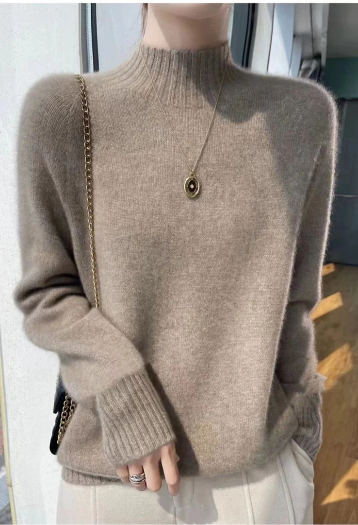 【7针400克加厚一线成衣】秋冬新款女士半高领针织打底衫宽松毛衣上