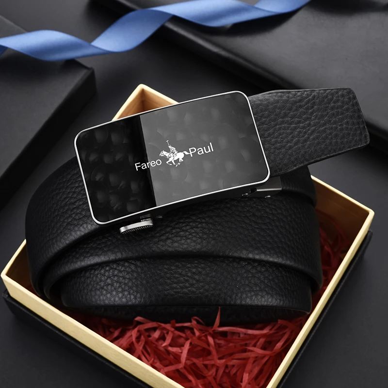 法雷奥保罗/Fareopaul皮带男时尚百搭真皮合金自动扣腰带礼盒装