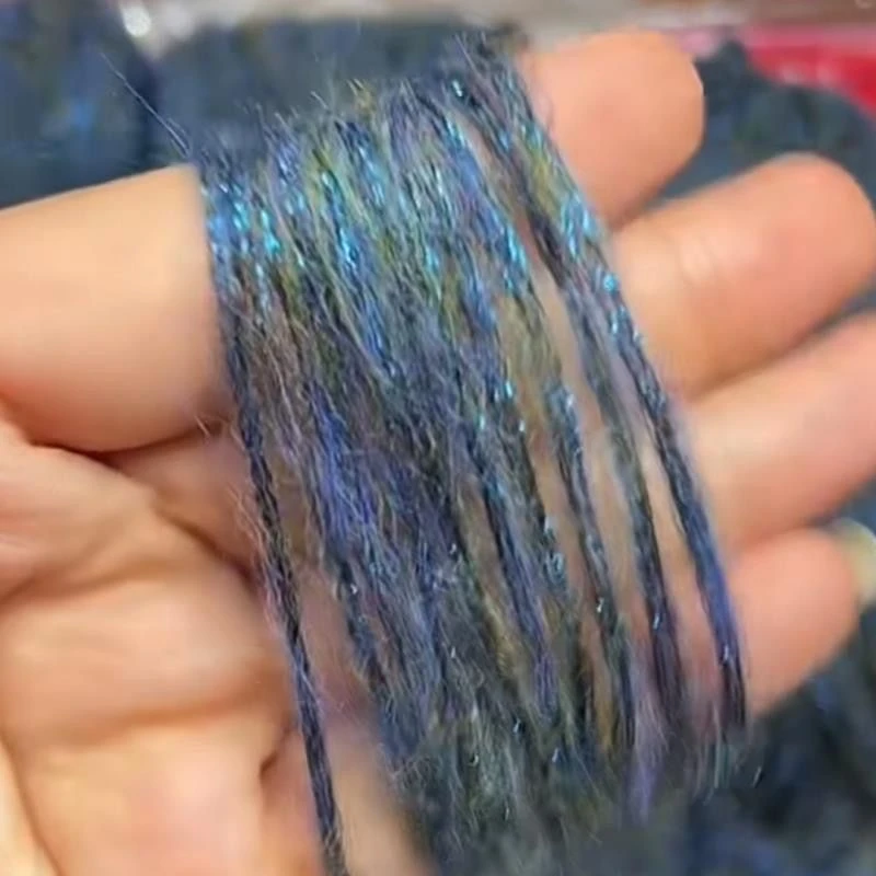 新款金葱亮丝闪丝马海毛蓝眼泪真丝马海毛线团喷毛纱手编毛衣开衫