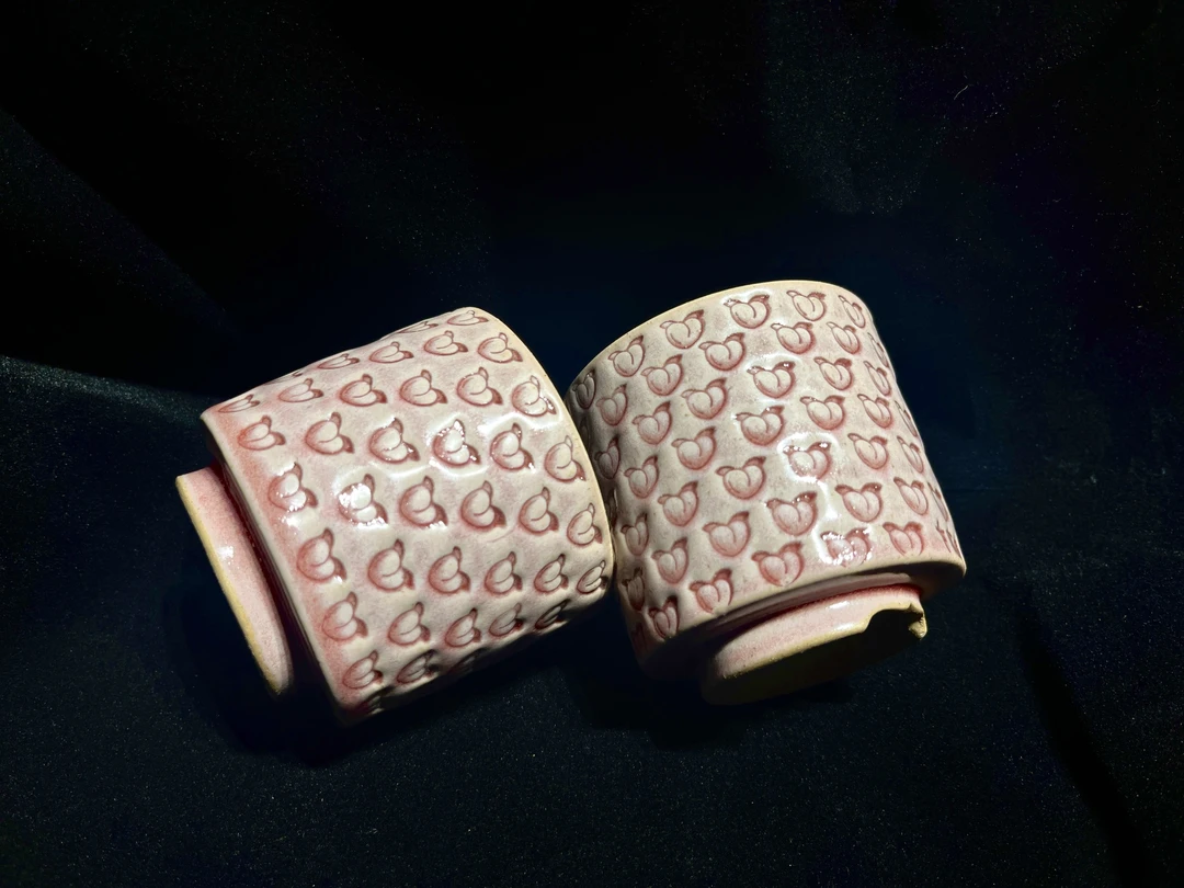七里烧清心盆器馆桃夭色直筒（默认微瑕）