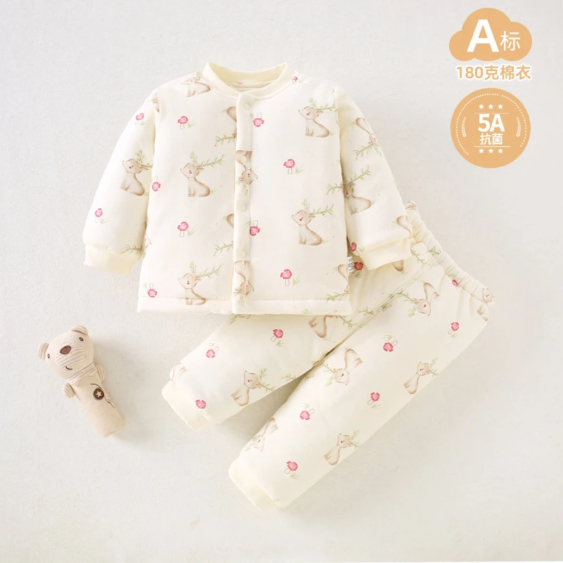 180克婴儿加厚棉衣5-15度夹棉保暖分体套装秋冬纯棉宝宝夹棉棉服