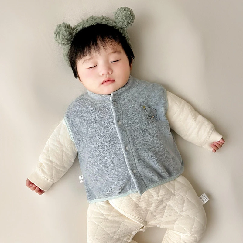 宝宝马甲儿童加绒马夹男女童护肚外套婴幼儿秋冬加厚保暖毛绒背心