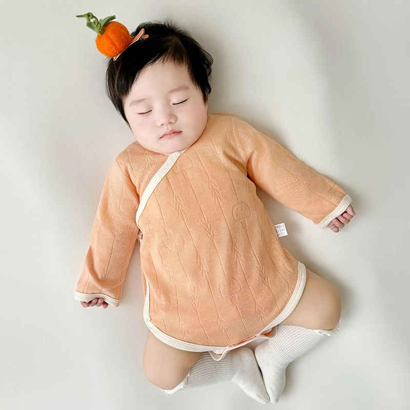 婴儿包屁衣长袖薄款春秋冬打底上衣新生儿连体衣纯棉宝宝三角哈衣