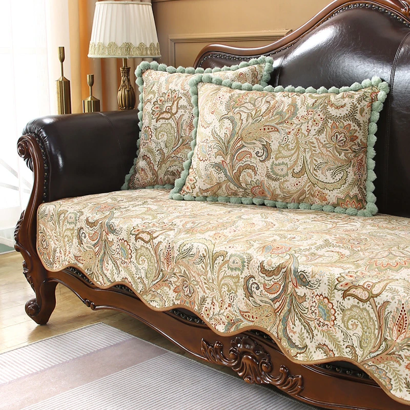 新款沙发垫美式复古风防滑坐垫四季通用高档奢华坐垫欧式皮沙发垫