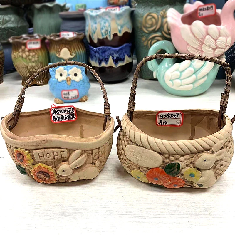 【直播专享】多肉花盆吊兰肉肉花盆A14兔子吊兰2件套