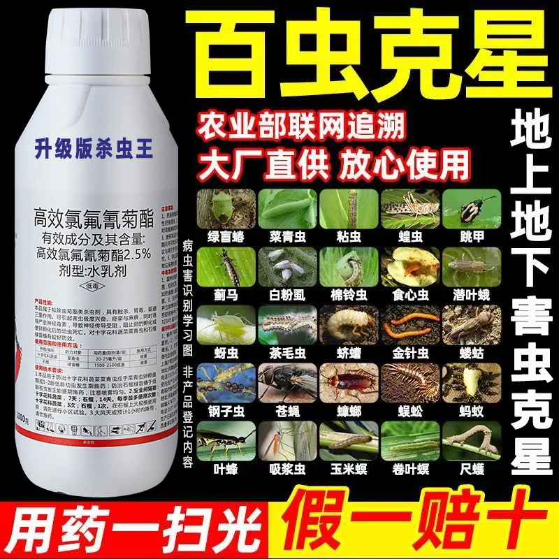 农药高效氯氟氰菊酯蔬菜蓟马食心虫地老虎地上地下氯氰菊酯杀虫剂