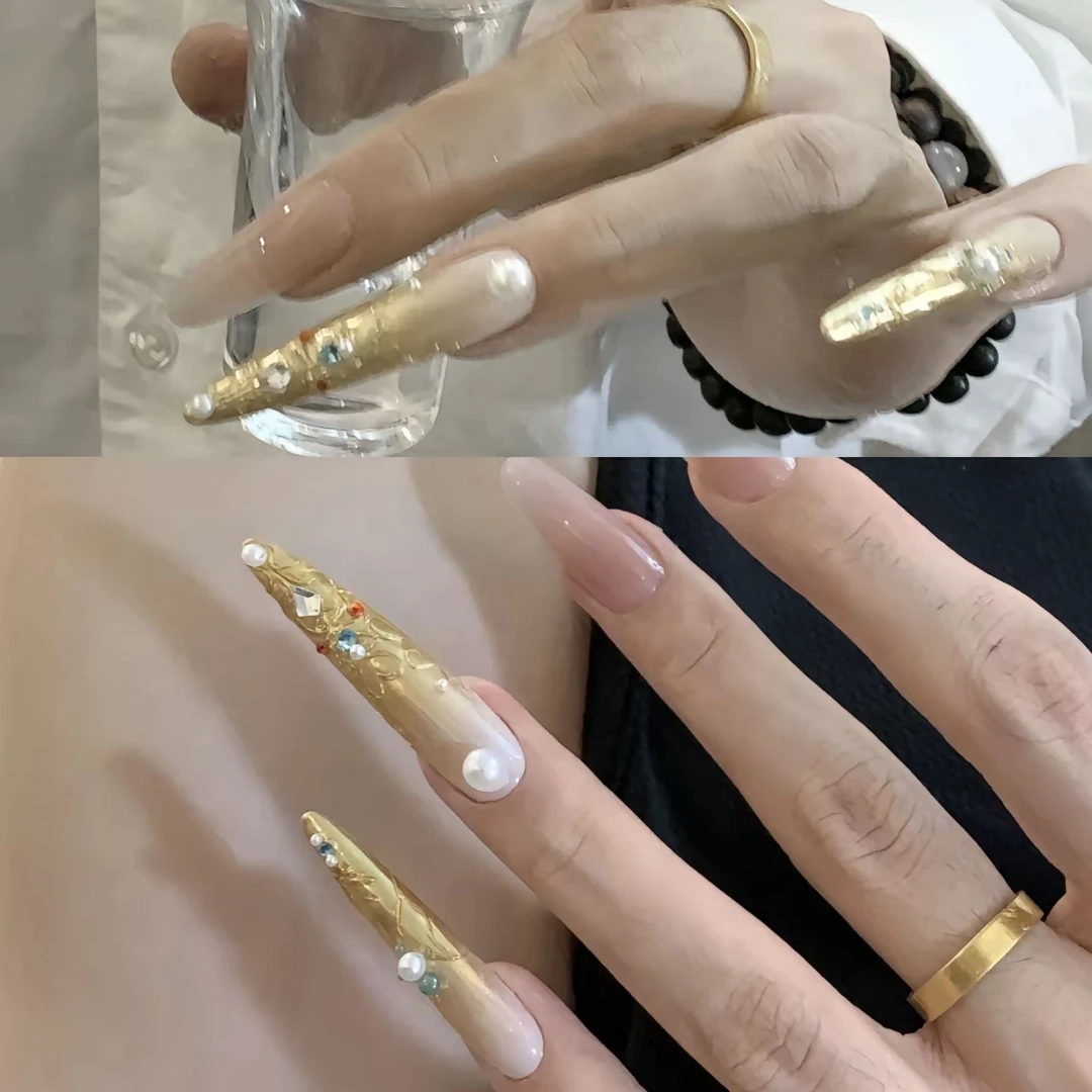 【宫廷风护甲】纯手工穿戴甲高级成品美甲显白贴片可拆卸穿戴甲