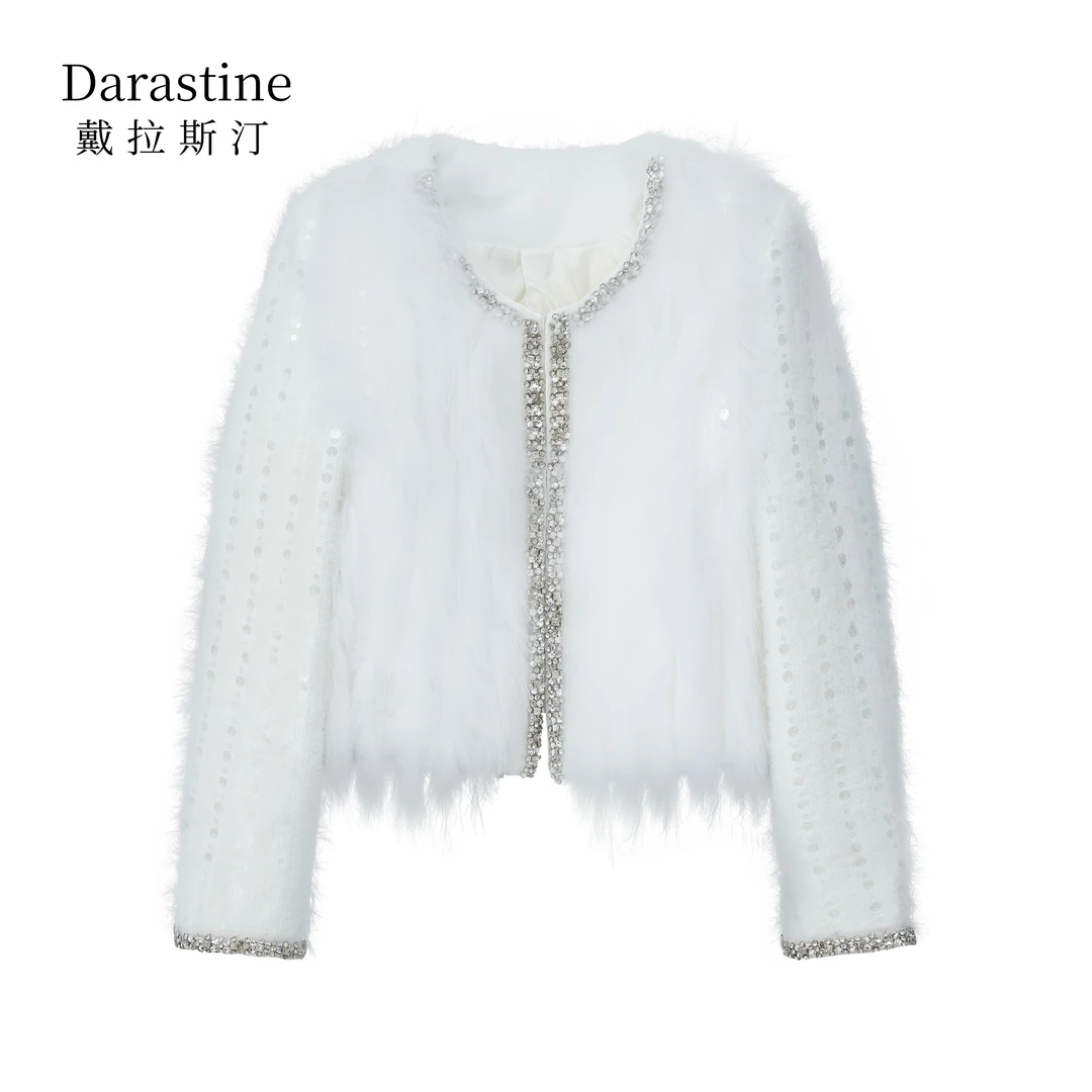 【媛媛女王专享】Darastine戴拉斯汀亮片钉珠狐狸毛小香风外套925
