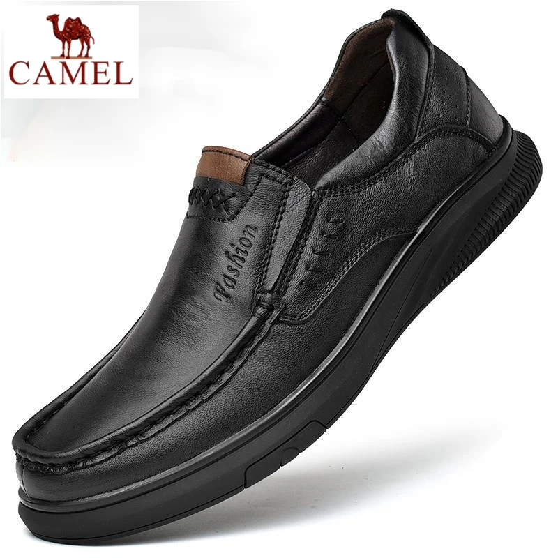 骆驼男鞋头层牛皮男士商务休闲皮鞋真皮中年爸爸鞋软底透气防滑